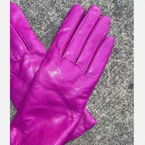 BNWT Fratelli Orsini Hot Pink Fuchsia Leather Cashmere Lining Italy Gloves